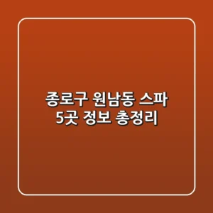 종로구 원남동 스파 5곳 정보 총정리