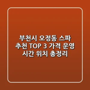 부천시 오정동 스파 추천 TOP 3 - 가격, 운영 시간, 위치 총정리