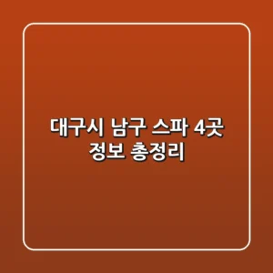 대구시 남구 스파 4곳 정보 총정리