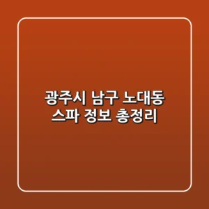 광주시 남구 노대동 스파 정보 총정리