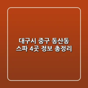 대구시 중구 동산동 스파 4곳 정보 총정리