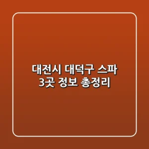 대전시 대덕구 스파 3곳 정보 총정리