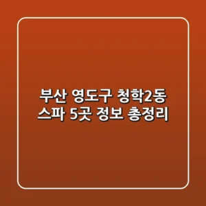 부산 영도구 청학2동 스파 5곳 정보 총정리