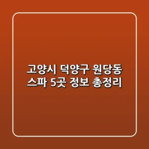 고양시 덕양구 원당동 스파 5곳 정보 총정리