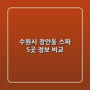 수원시 장안동 스파 5곳 정보 비교