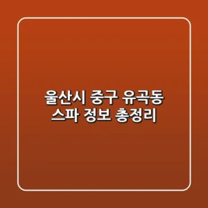 울산시 중구 유곡동 스파 정보 총정리