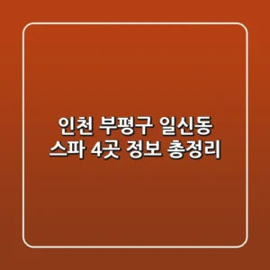 인천 부평구 일신동 스파 4곳 정보 총정리