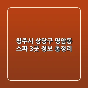 청주시 상당구 명암동 스파 3곳 정보 총정리