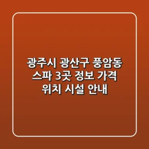 광주시 광산구 풍암동 스파 3곳 정보 - 가격, 위치, 시설 안내