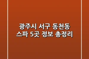 광주시 서구 동천동 스파 5곳 정보 총정리