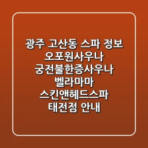 광주 고산동 스파 정보: 오포원사우나, 궁전불한증사우나, 벨라마마 스킨앤헤드스파 태전점 안내