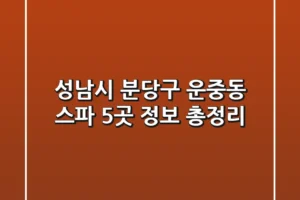 성남시 분당구 운중동 스파 5곳 정보 총정리