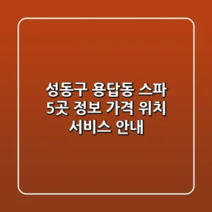 성동구 용답동 스파 5곳 정보 - 가격, 위치, 서비스 안내