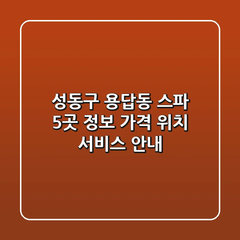 성동구 용답동 스파 5곳 정보 - 가격, 위치, 서비스 안내
