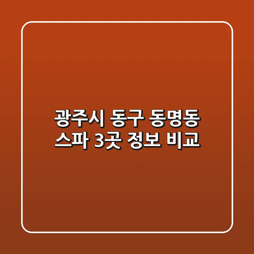 광주시 동구 동명동 스파 3곳 정보 비교