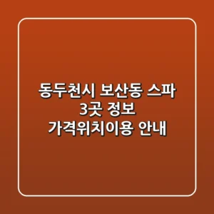 동두천시 보산동 스파 3곳 정보 - 가격/위치/이용 안내