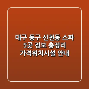 대구 동구 신천동 스파 5곳 정보 총정리 - 가격/위치/시설 안내