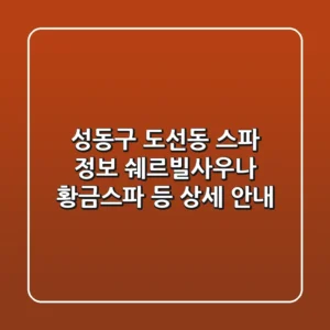 성동구 도선동 스파 정보 - 쉐르빌사우나, 황금스파 등 상세 안내