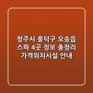 청주시 흥덕구 오송읍 스파 4곳 정보 총정리 - 가격/위치/시설 안내
