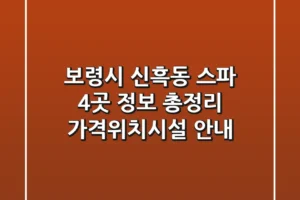보령시 신흑동 스파 4곳 정보 총정리 – 가격/위치/시설 안내